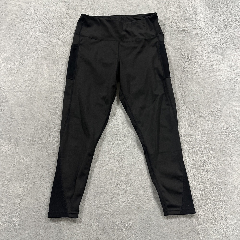 BSP Ankle Leggings Women's L Pull On Pockets Stretch Black Active Gym Yoga